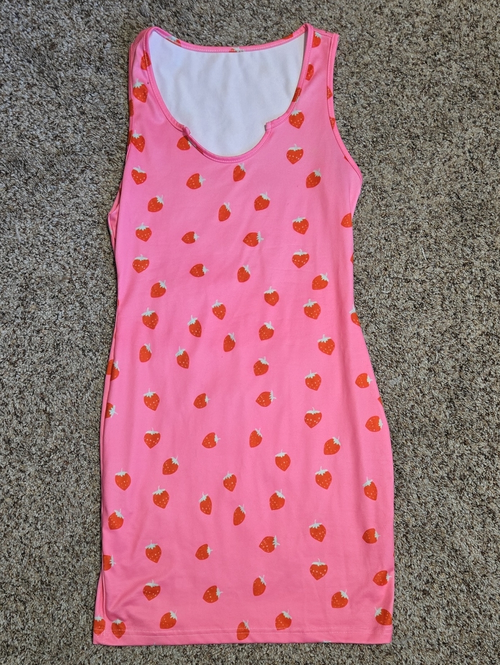 NWOT Pink Strawberry Print Sleeveless Bodycon Dress